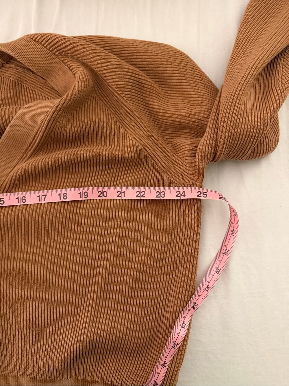 COS Camel Ribbed V-Neck Button-Front Cardigan - Picture 9 of 9